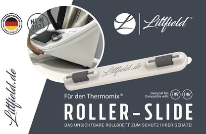 Littfield Drehkellenspatel & Roller-Slide - Thermomix Zubehör Set Weiß für TM6 & TM5 - Spatel und Gleitbrett Alternative