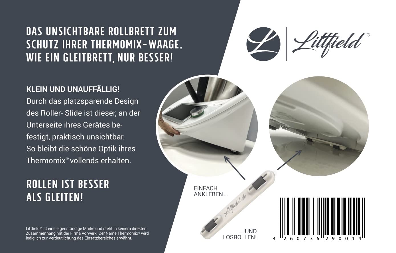 Littfield Roller-Slide Weiß - Thermomix Gleitbrett Alternative TM6 & TM5